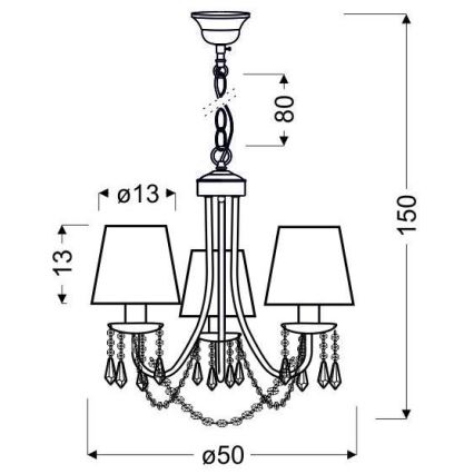 Kronleuchter an Kette RUTI 3xE14/40W/230V