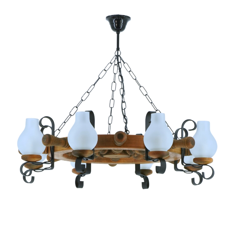 Kronleuchter an Kette TIMONA 8xE14/40W/230V Buche - FSC-zertifiziert