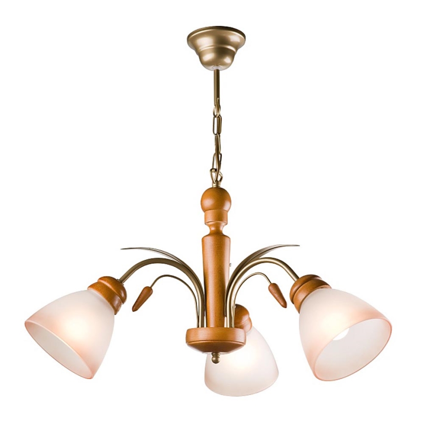 Kronleuchter an Kette TULIPAN 3xE27/60W/230V Buche