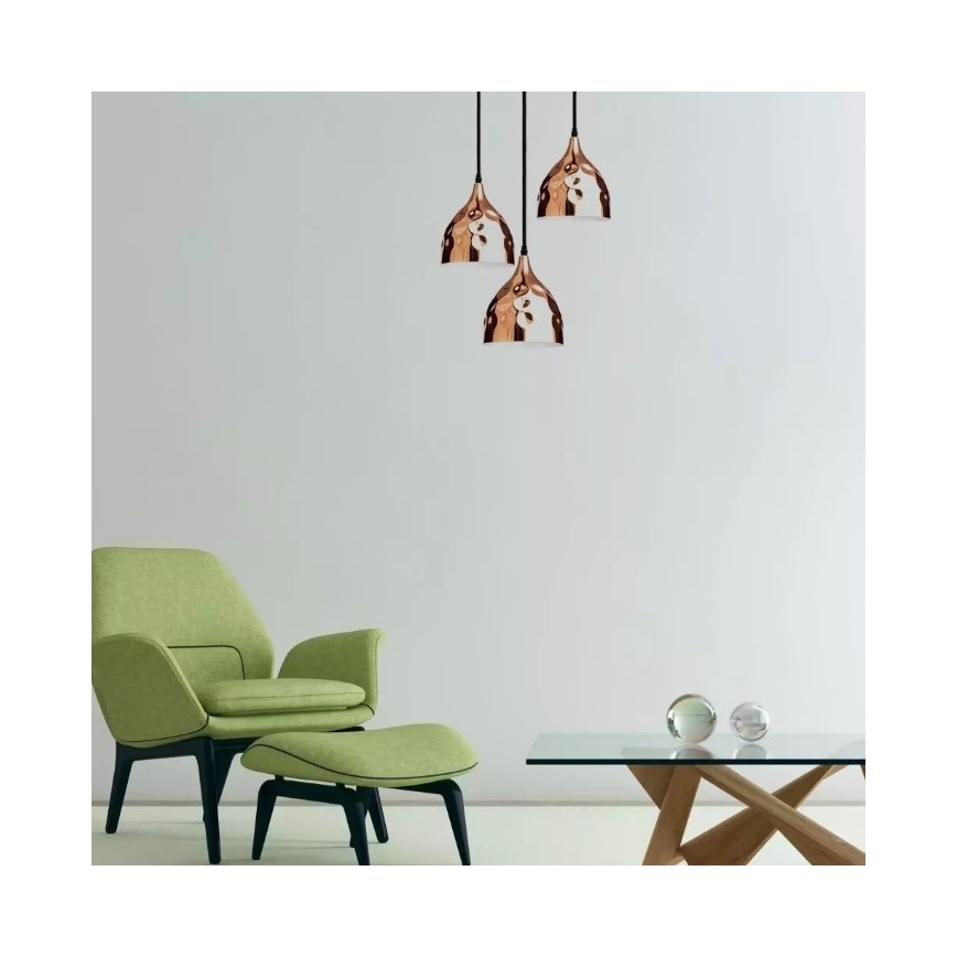 Kronleuchter an Schnur 1xE27/60W/230V rosegold