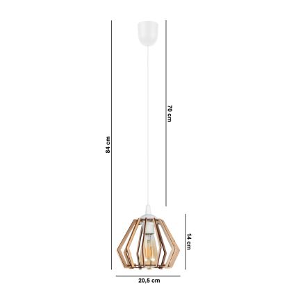 Kronleuchter an Schnur BERGO 1xE27/60W/230V weiß