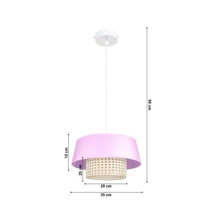 Kronleuchter an Schnur CONA 1xE27/60W/230V Durchmesser 35 cm rosa