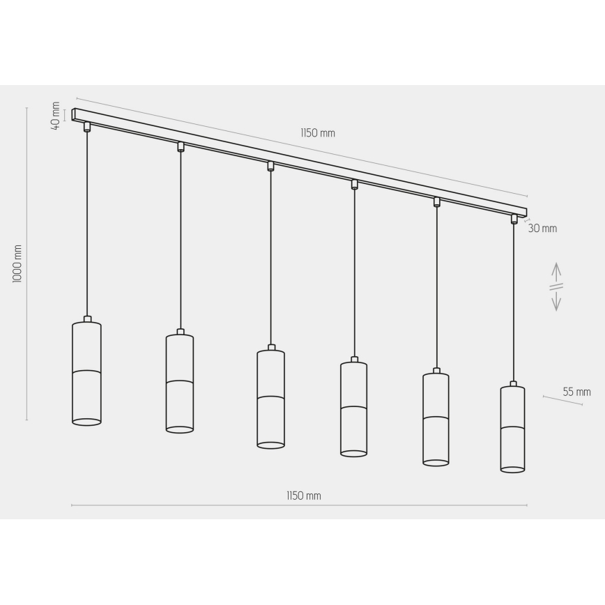 Kronleuchter an Schnur ELIT 6xGU10/10W/230V schwarz
