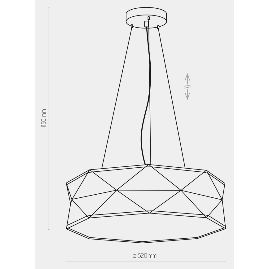Kronleuchter an Schnur KANTOOR 1xE27/15W/230V grau