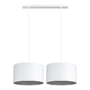 Kronleuchter an Schnur LORI 2×E27/60W/230V Weiß