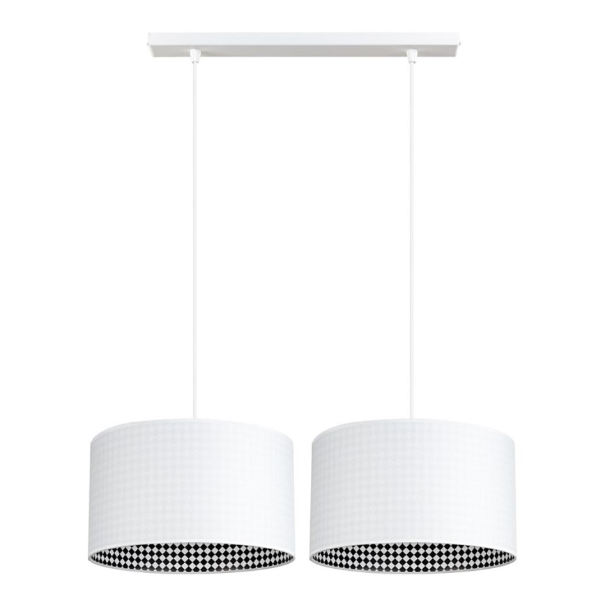 Kronleuchter an Schnur LORI 2×E27/60W/230V Weiß