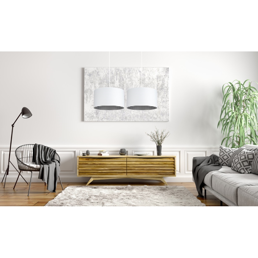 Kronleuchter an Schnur LORI 2×E27/60W/230V Weiß