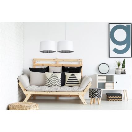 Kronleuchter an Schnur LORI 2×E27/60W/230V Weiß