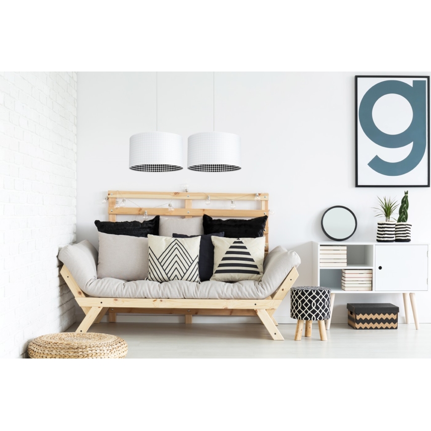 Kronleuchter an Schnur LORI 2×E27/60W/230V Weiß