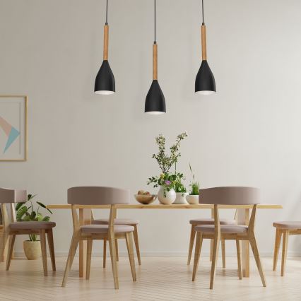 Kronleuchter an Schnur MUZA NEW 3xE27/60W/230V schwarz