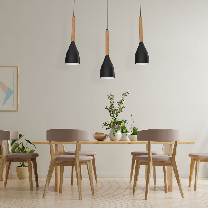 Kronleuchter an Schnur MUZA NEW 3xE27/60W/230V schwarz