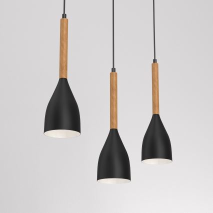 Kronleuchter an Schnur MUZA NEW 3xE27/60W/230V schwarz
