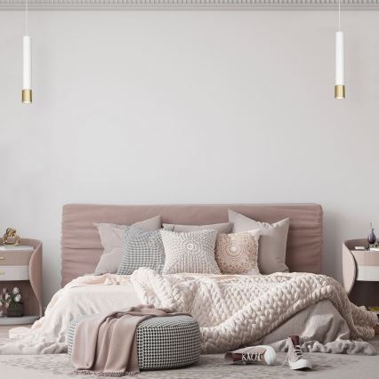 Kronleuchter an Schnur NEST 1xGU10/8W/230V weiß/gold