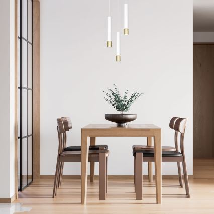 Kronleuchter an Schnur NEST 3xGU10/8W/230V weiß/gold rund