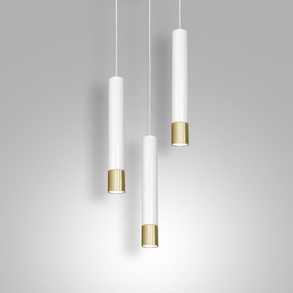 Kronleuchter an Schnur NEST 3xGU10/8W/230V weiß/gold rund