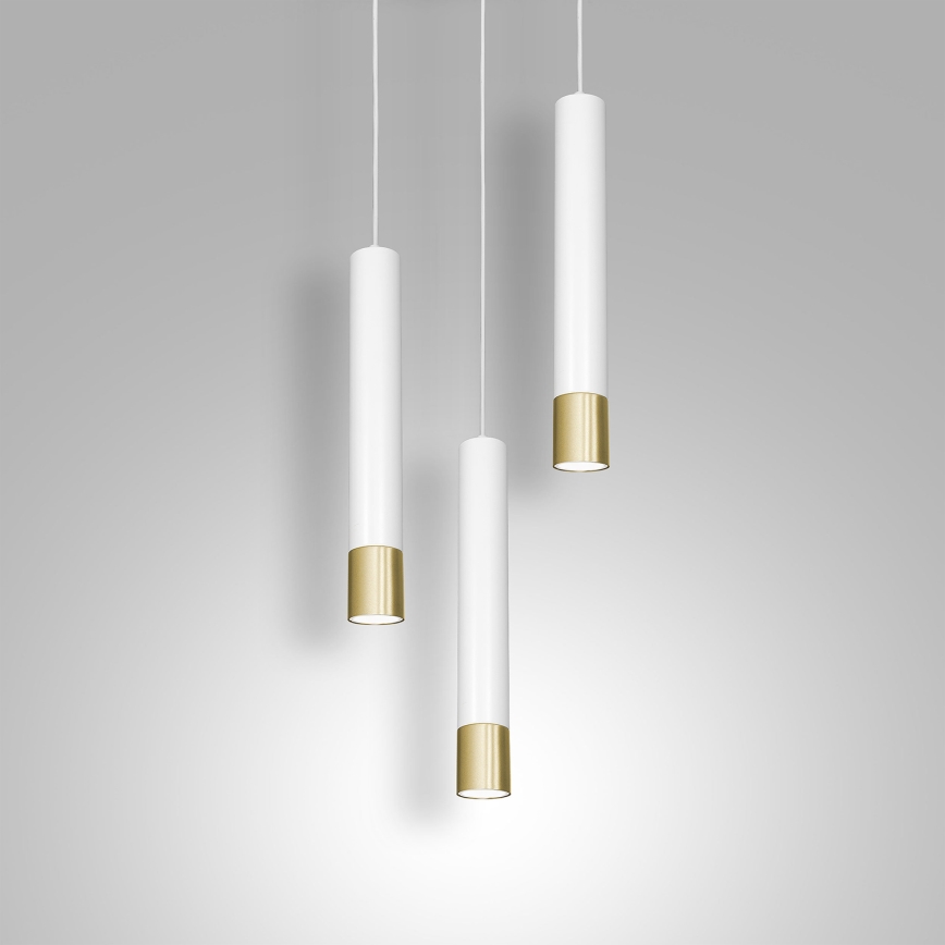 Kronleuchter an Schnur NEST 3xGU10/8W/230V weiß/gold rund