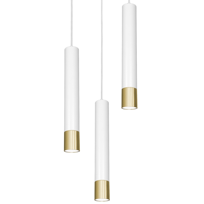 Kronleuchter an Schnur NEST 3xGU10/8W/230V weiß/gold rund