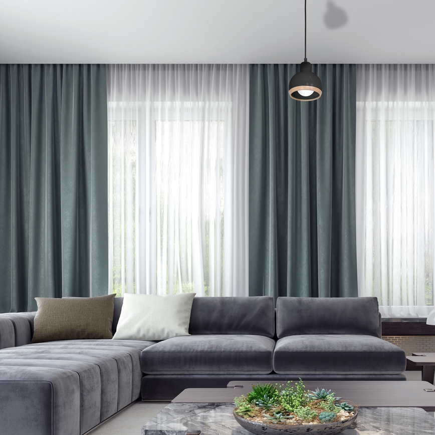 Kronleuchter an Schnur OVAL 1xE27/60W/230V schwarz