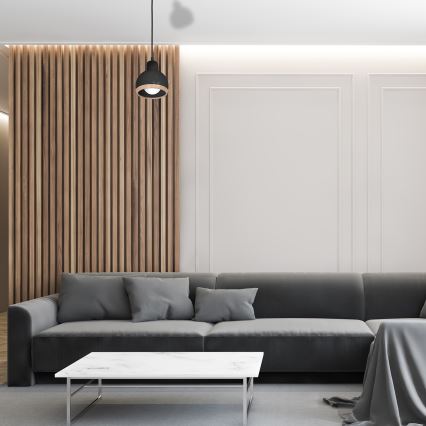 Kronleuchter an Schnur OVAL 1xE27/60W/230V schwarz