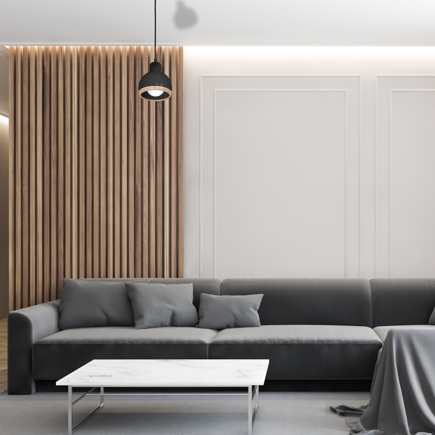 Kronleuchter an Schnur OVAL 1xE27/60W/230V schwarz