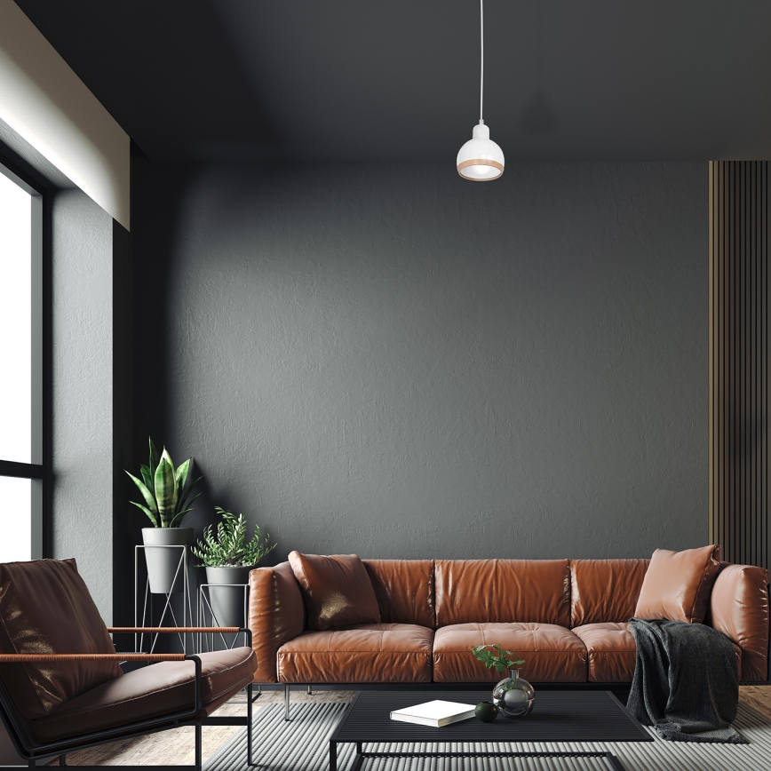 Kronleuchter an Schnur OVAL 1xE27/60W/230V weiß