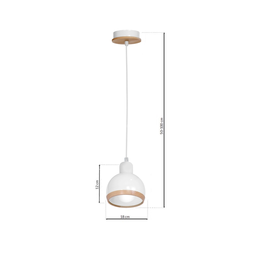 Kronleuchter an Schnur OVAL 1xE27/60W/230V weiß