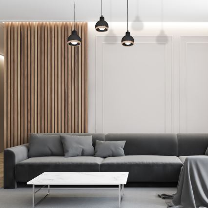 Kronleuchter an Schnur OVAL 3xE27/60W/230V schwarz