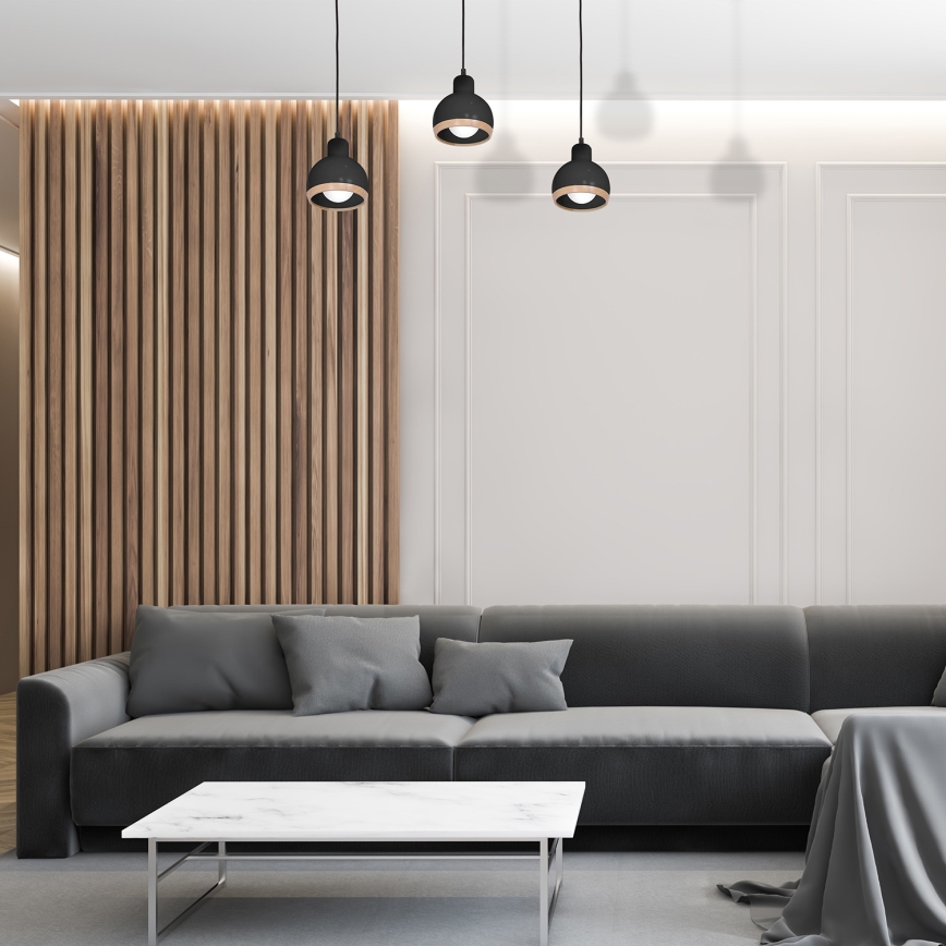 Kronleuchter an Schnur OVAL 3xE27/60W/230V schwarz