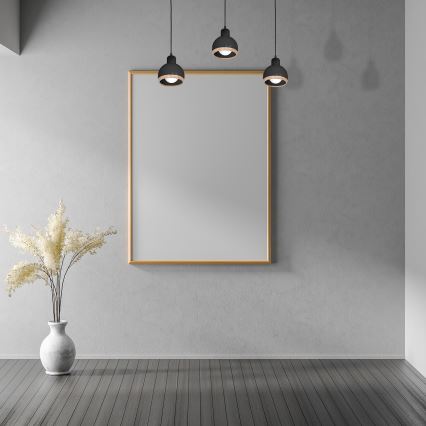 Kronleuchter an Schnur OVAL 3xE27/60W/230V schwarz