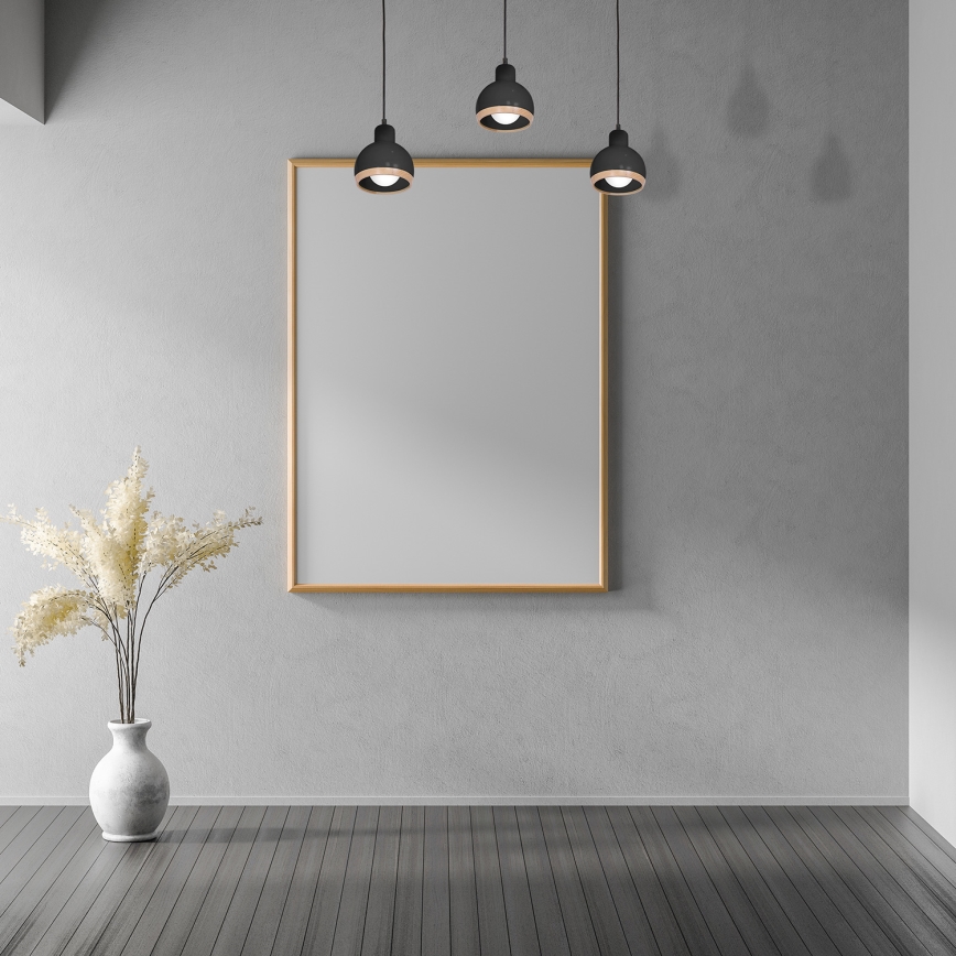 Kronleuchter an Schnur OVAL 3xE27/60W/230V schwarz