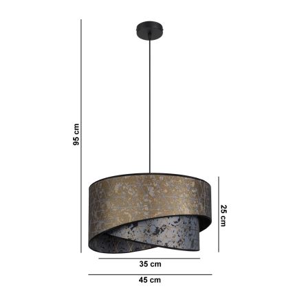 Kronleuchter an Schnur REZO 1xE27/60W/230V grau/gold