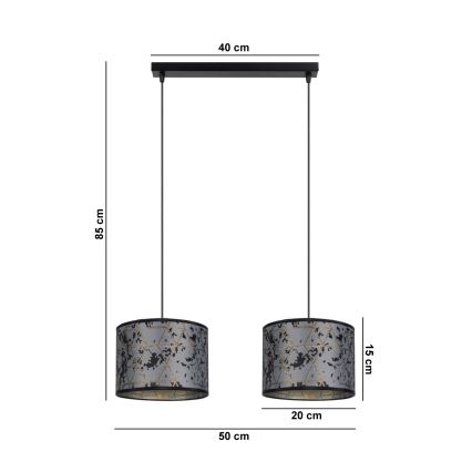 Kronleuchter an Schnur REZO 2xE27/60W/230V grau