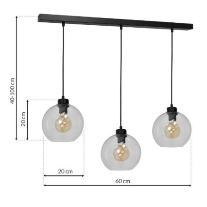 Kronleuchter an Schnur SOFIA 3xE27/60W/230V klar