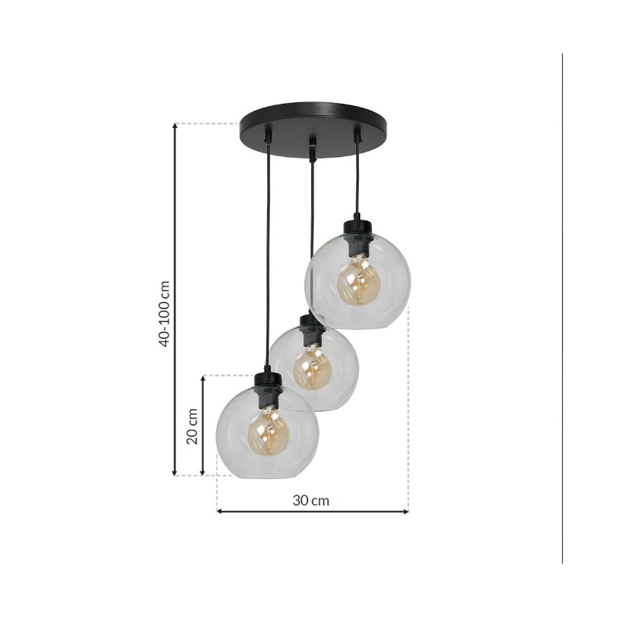 Kronleuchter an Schnur SOFIA 3xE27/60W/230V klar