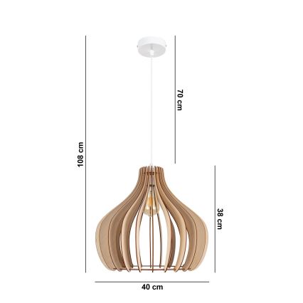 Kronleuchter an Schnur WILL 1xE27/60W/230V weiß