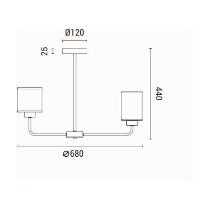 Kronleuchter an Stange 6xE27/60W/230V