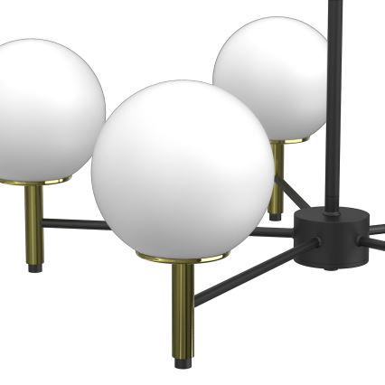 Kronleuchter an Stange AWINION 6xE27/15W/230V weiß/golden/schwarz