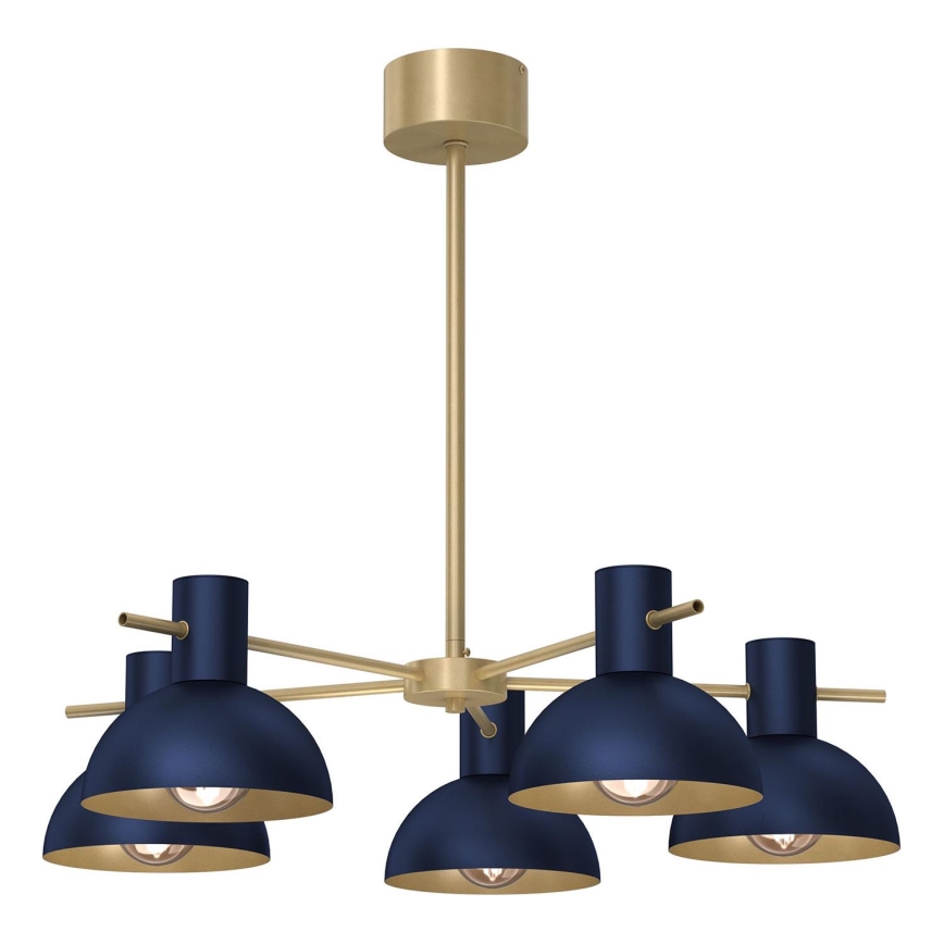 Kronleuchter an Stange ESTATE MINI 5xE27/15W/230V blau
