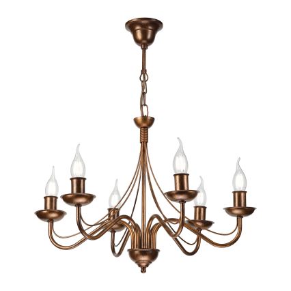 Kronleuchter ANTON an Kette, 6xE14/60W/230V, Bronze