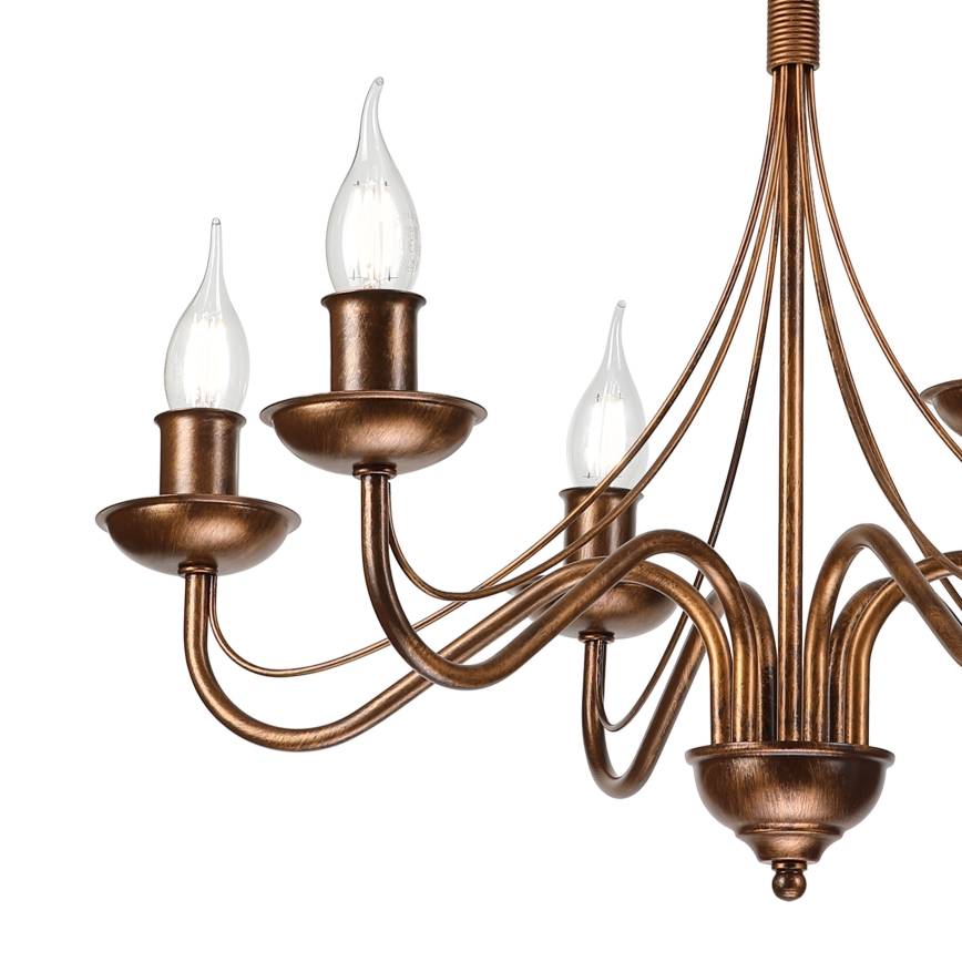 Kronleuchter ANTON an Kette, 6xE14/60W/230V, Bronze