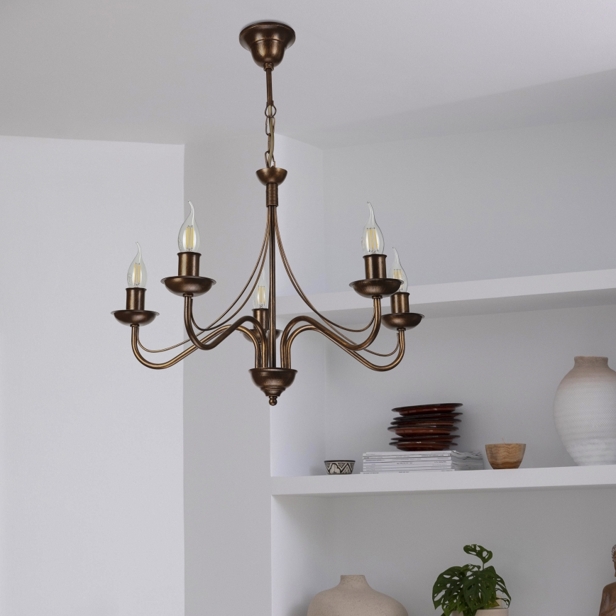 Kronleuchter ANTON mit Kette 5xE14/15W/230V bronzefarben