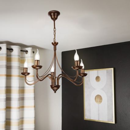 Kronleuchter ANTON mit Kette 5xE14/15W/230V bronzefarben