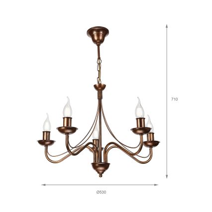 Kronleuchter ANTON mit Kette 5xE14/15W/230V bronzefarben