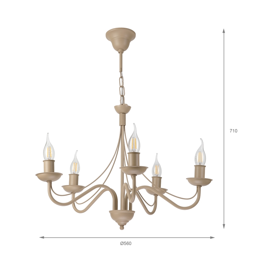 Kronleuchter ANTON mit Kette 5xE14/60W/230V beige