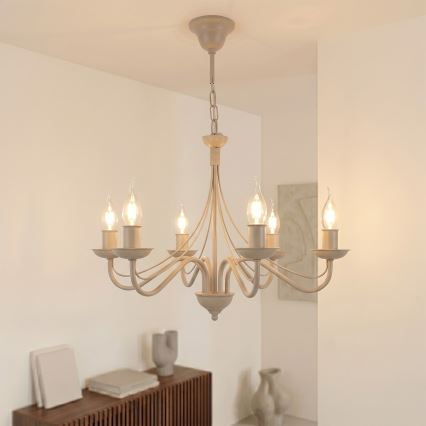 Kronleuchter ANTON mit Kette 6xE14/60W/230V beige