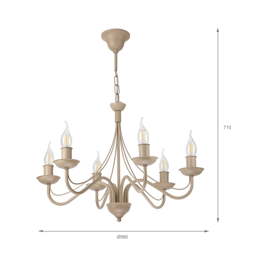 Kronleuchter ANTON mit Kette 6xE14/60W/230V beige
