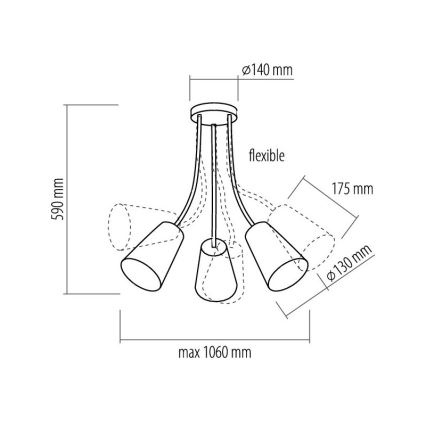 Kronleuchter auf der Stange WIRE COLOUR 3xE27/60W/230V