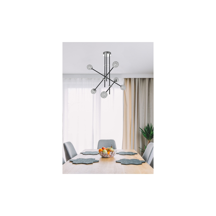 Kronleuchter auf Stange PAKSOS 6xG9/5W/230V schwarz