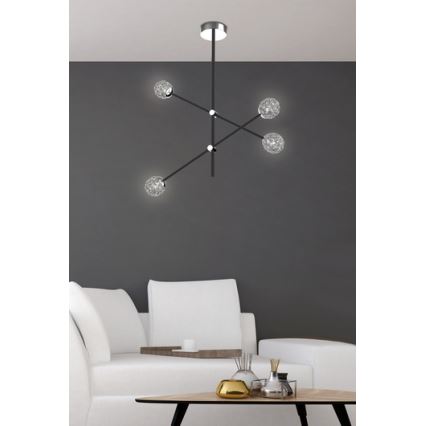 Kronleuchter auf Stange PAKSOS 6xG9/5W/230V schwarz