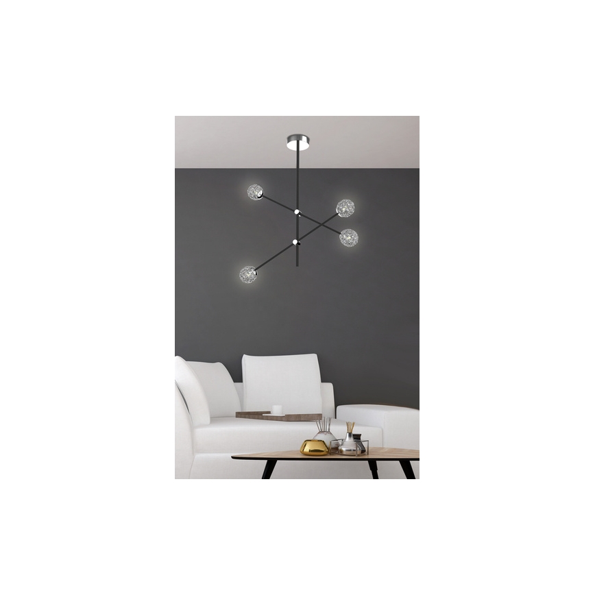 Kronleuchter auf Stange PAKSOS 6xG9/5W/230V schwarz